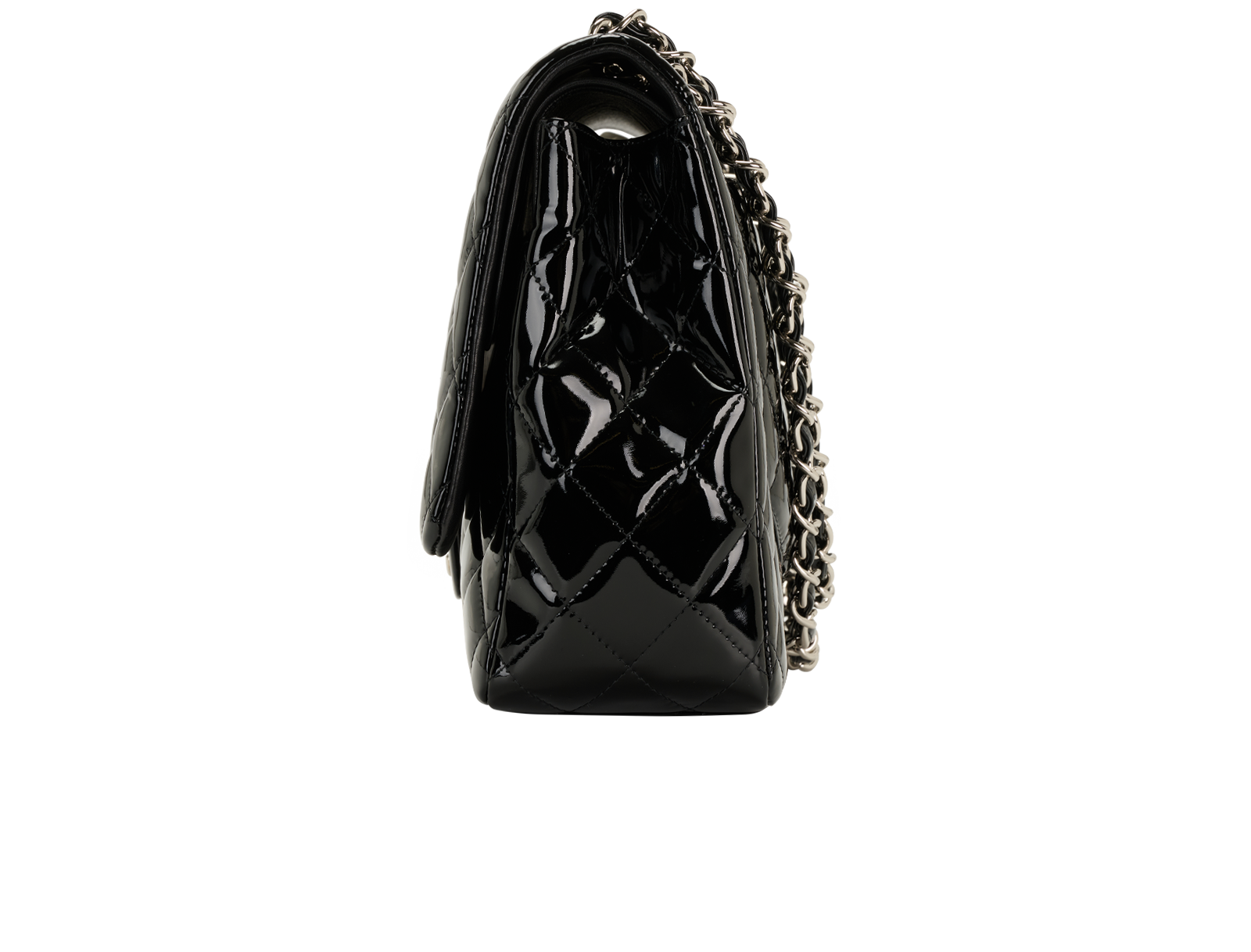 Maxi Classic Patent Double Flap, &pound;3,800, Handbags, Black, Patent Leather, Bottom view